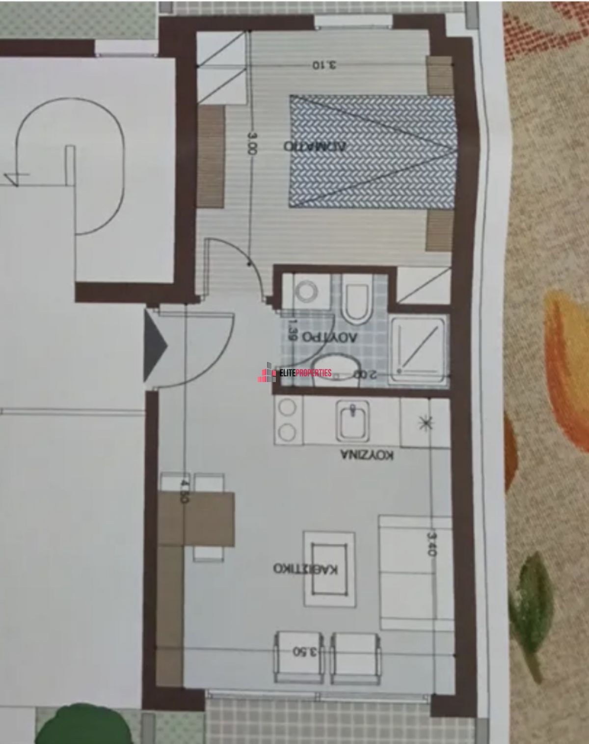 Daire, 42m², Pulaia - Konstantinopolitika